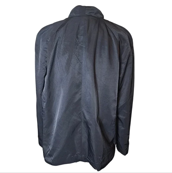 Eileen Fisher Button-Up Jacket Womens Size L Black Satin Fleece-Lined Collarless - Picture 9 of 9